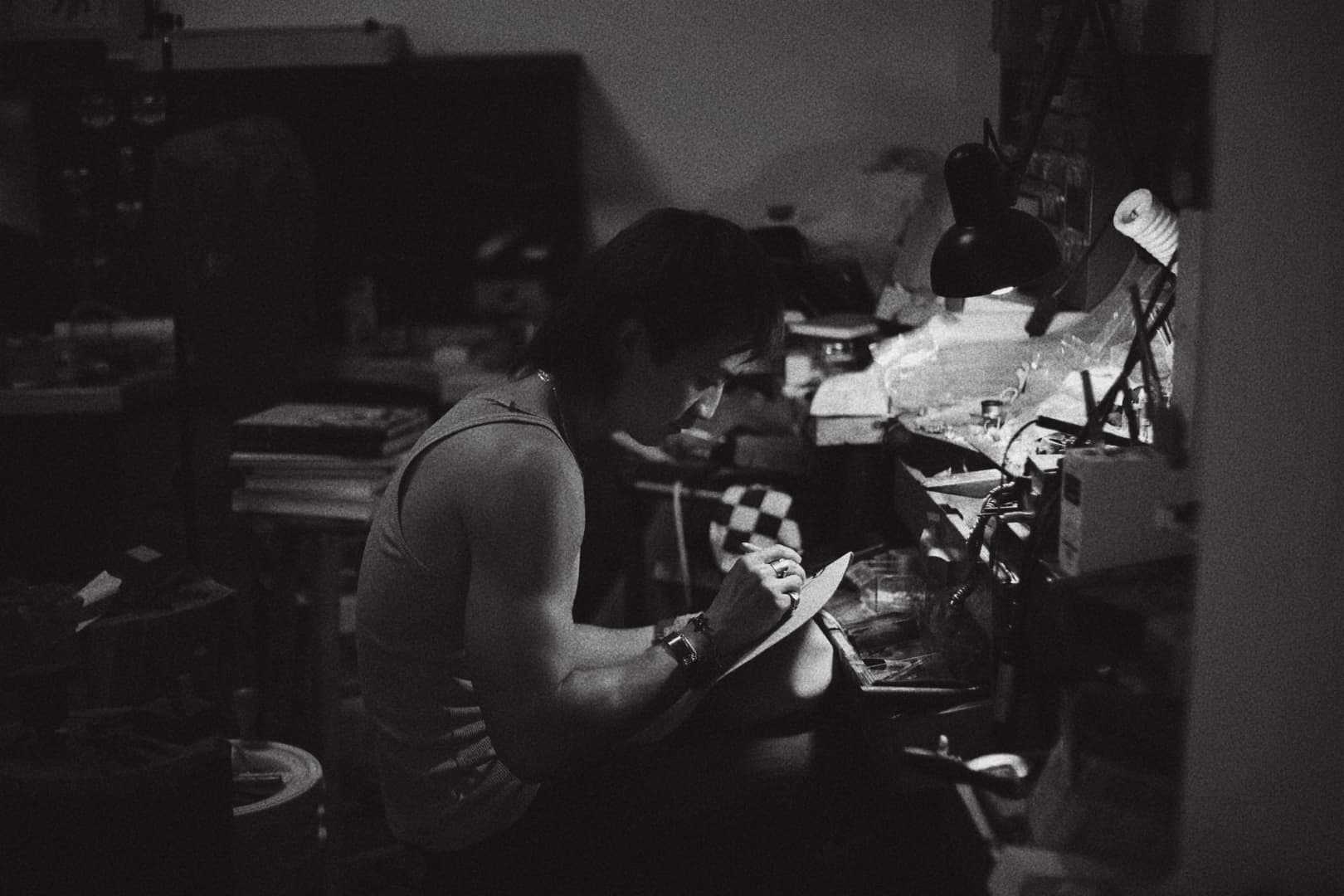 Yik Lam Chan at work in the studio
